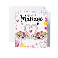 Carnet Carre Mariage Deux cygnes formant un coeur