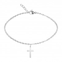 Bracelet croix acier inoxydable argenté