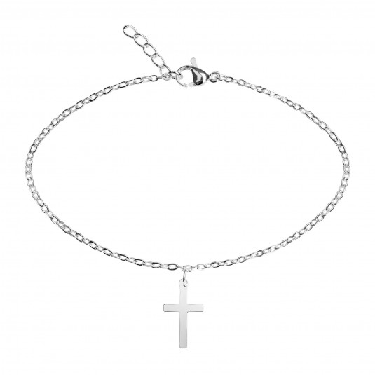 Bracelet croix acier inoxydable argenté