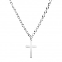 Collier croix acier inoxydable argenté