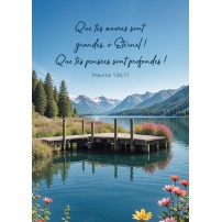 Carte Avec Verset Ponton sur un lac de montagne