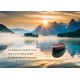 Carte Avec Verset Barque sur un lac au soleil couchant