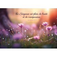 Carte Avec Verset Fleurs roses dans un sous-bois