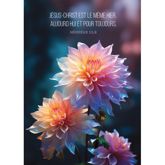 Carte Avec Verset Fleurs multicolores sur fond flou