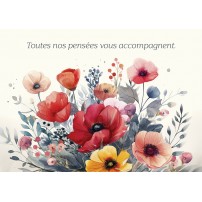 Carte Avec Message Bouquet de coquelicots et de fleurs