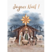 Carte Fin D'année Crèche peinte