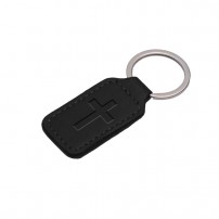Porte-clés en simili-cuir Croix noir