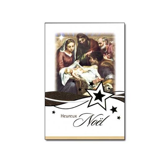 Carte Double Fin D'ann&eacute;e Cr&ecirc;che Marie l'enfant, bergers