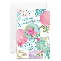 Carnet HA Cercles fleuris colorés avec feuilles vertes dorées