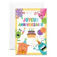 Carnet HA Animaux joyeux, ballons et gâteau d'anniversaire
