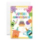 Carnet Ha Animaux joyeux, ballons et gâteau d'anniversaire