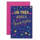 Carnet Ha Etoiles multicolores sur fond bleu foncé, écriture dorée