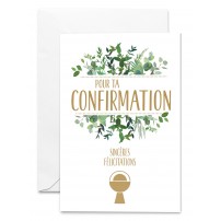 Carnet Confirmation Petit calice doré et feuillage vert