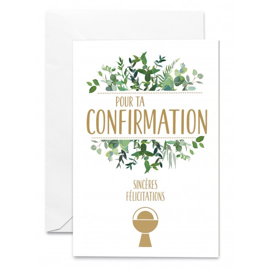Carnet Confirmation Petit calice doré et feuillage vert