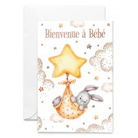 Carnet Naissance Lapinou accroché à une étoile