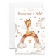 Carnet Naissance Bébé girafe sur un arc-en-ciel