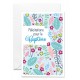 Carnet Baptême Motif floral sur fond bleu