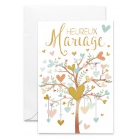 Carnet Hm Arbre vieux rose avec coeurs assortis et dorés