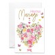 Carnet Hm Couple d'oiseaux au milieu d'un coeur fleuri rose