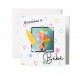 Carnet Carré Naissance Ourson, ballons colorés, biberon  feutrine
