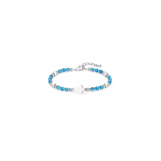 Bracelet de perles "Croix" turquoise