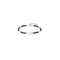 Bracelet de perles "Croix" noir
