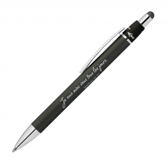 Stylo en métal aluminium avec fonction rotative et stylet noir