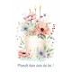 Carte Avec Message Aquarelle d'un vase avec un bouquet de fleurs