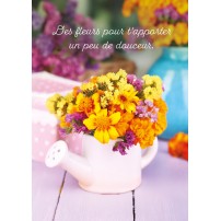 Carte Avec Message Bouquets de fleur sur une table