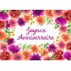 Carte Avec Message Fleurs rouges et violettes en aquarelle