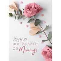 Carte Avec Message Branche avec roses et cœurs en papier