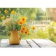 Carte Citation Bouquet de fleurs dans un arrosoir jaune sur une table