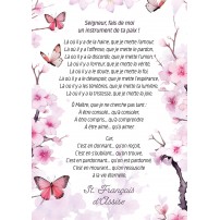 Carte Citation Fleurs roses et papillons