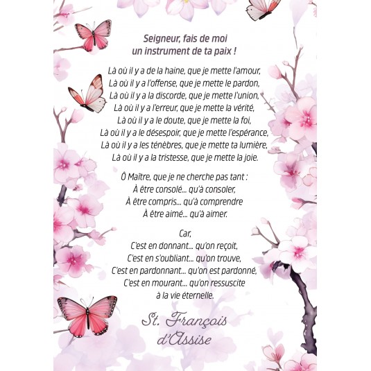 Carte Citation Fleurs roses et papillons