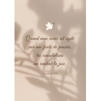 Carte Avec Verset Colombe et ombre de branches sur mur beige