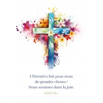 Carte Avec Verset Illustration d'une croix florale