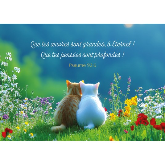 Carte avec verset Deux chatons assis côte à côte