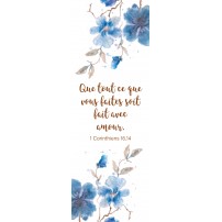 Signet Fleurs bleues et feuilles en aquarelle