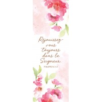 Signet Fleurs roses et feuilles en aquarelle