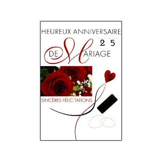 Carte Double Anniversaire De Mariage Roses rouges
