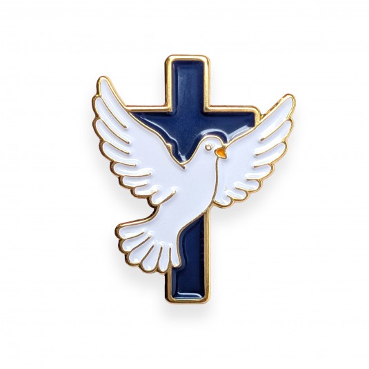 Pin's croix et colombe