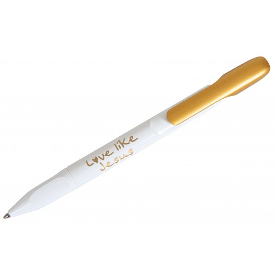 Stylo à bille "Love like Jesus" blanc/doré