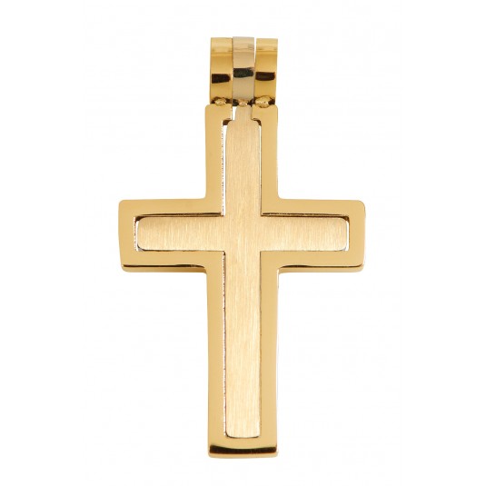 Pendentif croix en acier inoxydable en deux parties