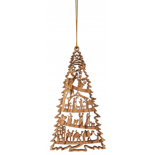 Décoration "naissance de Jésus" en bois d'olivier