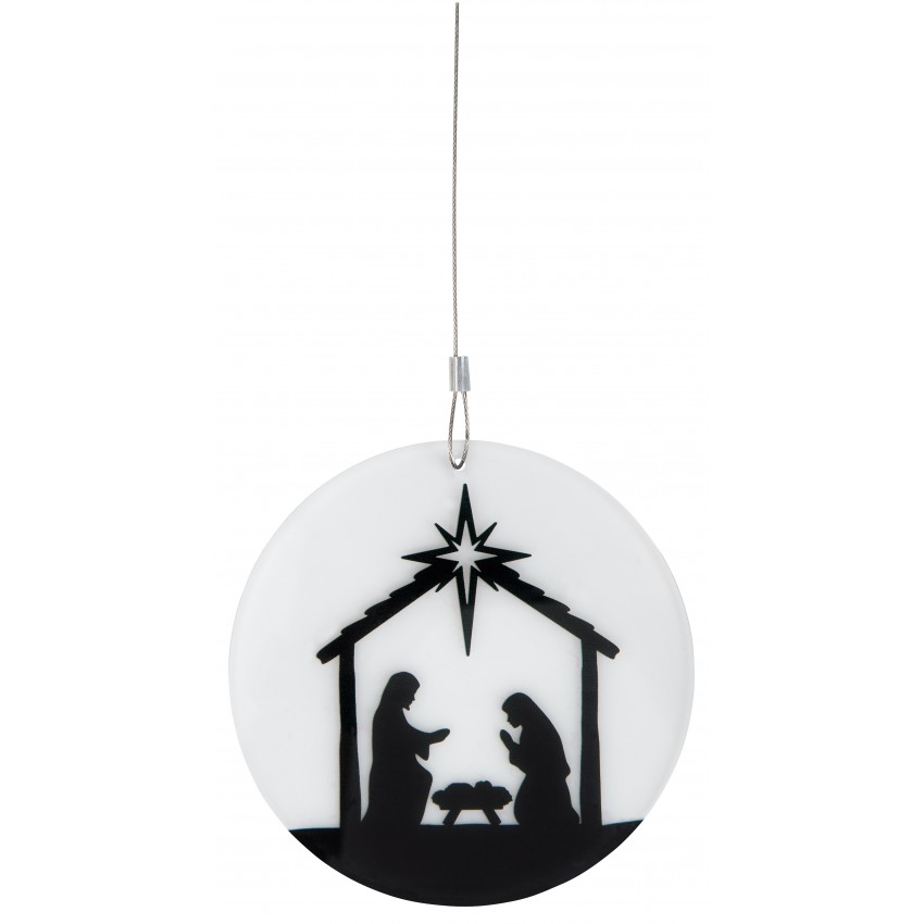 Décoration de Noël en forme de sapin avec crèche