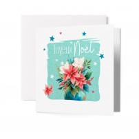 Carnet Carre Jn Fleurs de Noël dans un vase sur fond vert