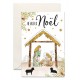 Carnet Hn Crèche illustrée, branches vertes et étoiles dorées