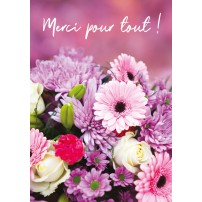 Mini-carte Bouquet de fleurs sur fond rose