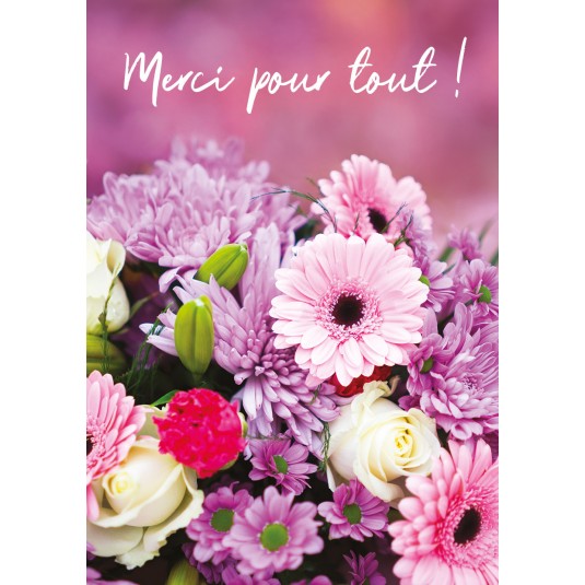 Mini-carte Bouquet de fleurs sur fond rose