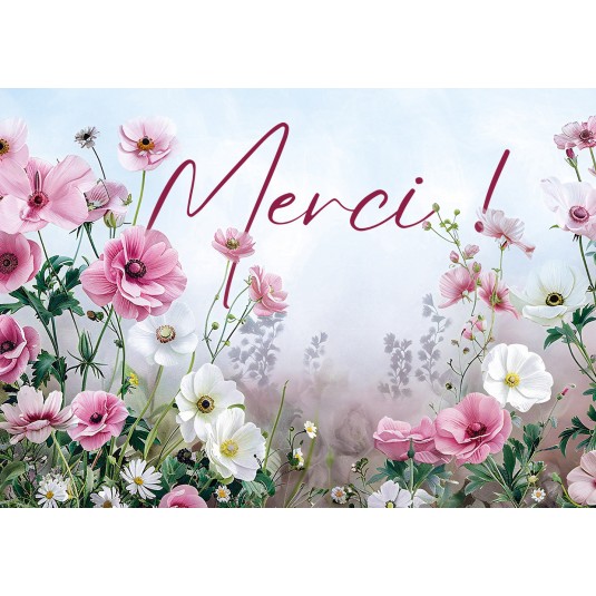 Mini-carte Fleurs roses et blanches